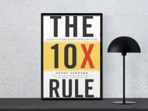 Book 10X Rule by Grant Cardone displayed on a desk